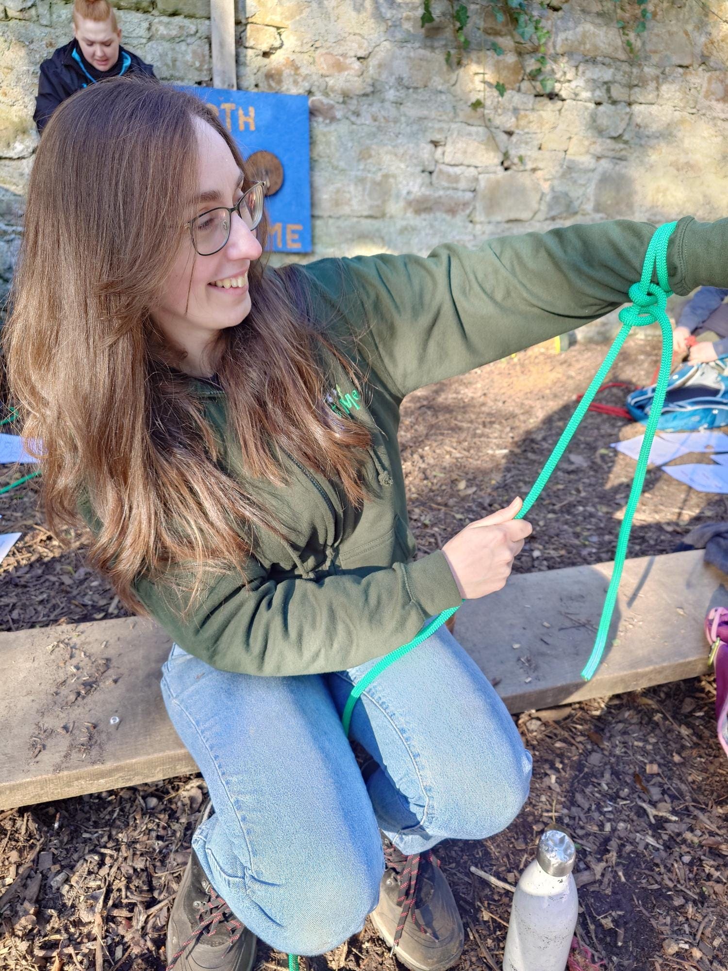 Adult learning to tie a knot